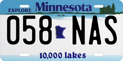 MN license plate 058NAS