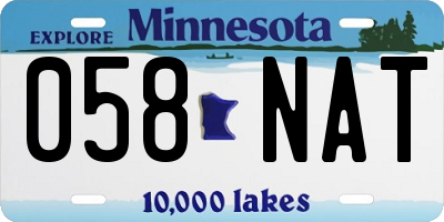 MN license plate 058NAT