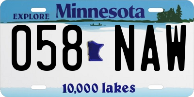 MN license plate 058NAW