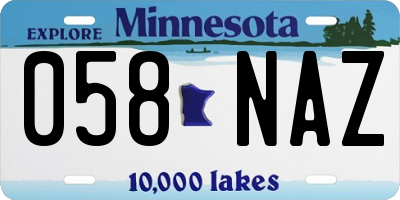 MN license plate 058NAZ