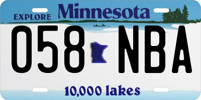 MN license plate 058NBA