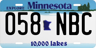 MN license plate 058NBC
