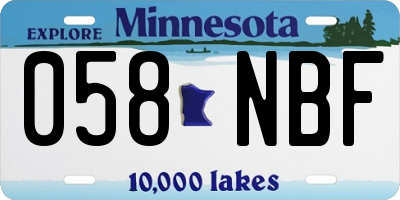 MN license plate 058NBF