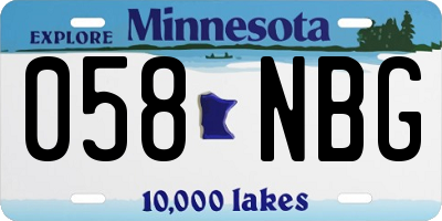MN license plate 058NBG