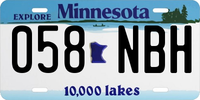 MN license plate 058NBH
