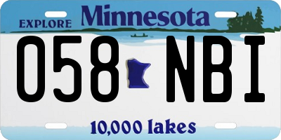 MN license plate 058NBI