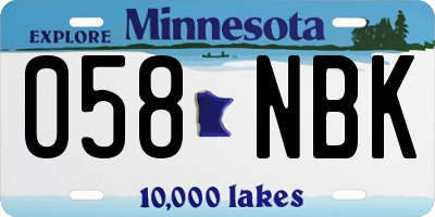 MN license plate 058NBK
