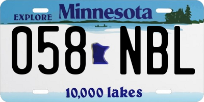 MN license plate 058NBL