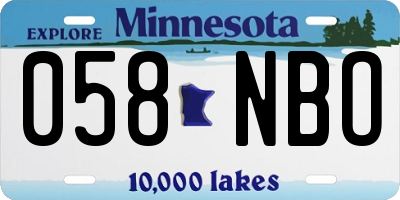 MN license plate 058NBO
