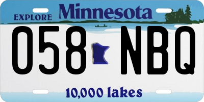 MN license plate 058NBQ