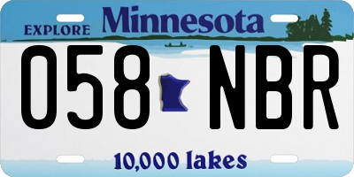 MN license plate 058NBR