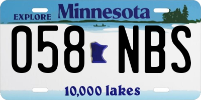 MN license plate 058NBS