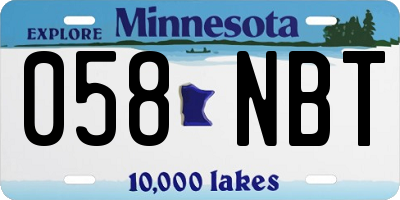 MN license plate 058NBT