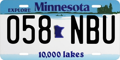MN license plate 058NBU