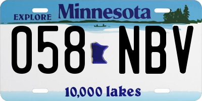MN license plate 058NBV