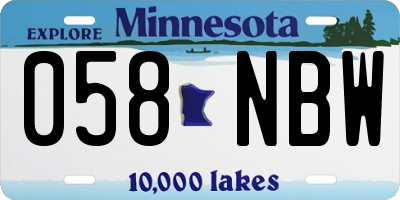 MN license plate 058NBW