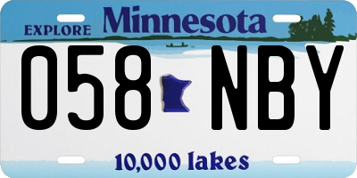 MN license plate 058NBY