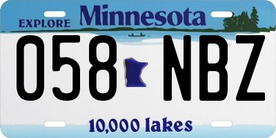 MN license plate 058NBZ