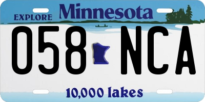 MN license plate 058NCA