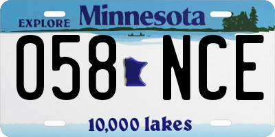 MN license plate 058NCE