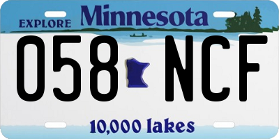 MN license plate 058NCF