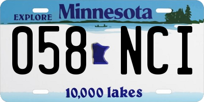 MN license plate 058NCI