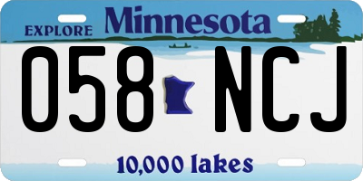MN license plate 058NCJ