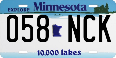 MN license plate 058NCK