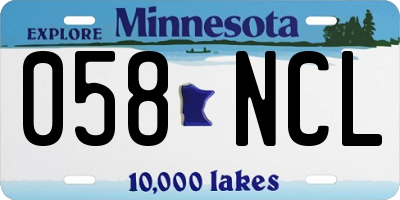 MN license plate 058NCL