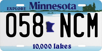 MN license plate 058NCM