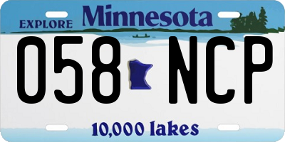 MN license plate 058NCP
