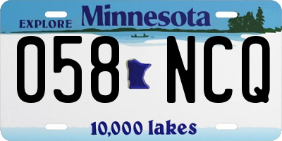 MN license plate 058NCQ