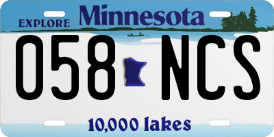 MN license plate 058NCS
