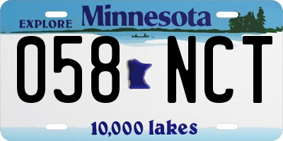 MN license plate 058NCT