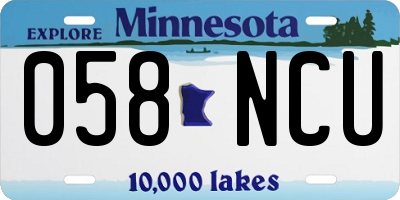MN license plate 058NCU