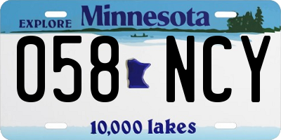 MN license plate 058NCY