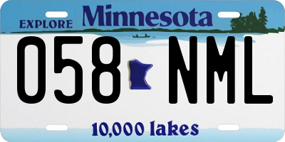MN license plate 058NML