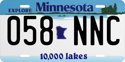 MN license plate 058NNC