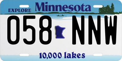 MN license plate 058NNW