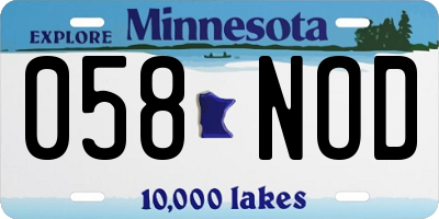 MN license plate 058NOD