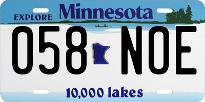 MN license plate 058NOE