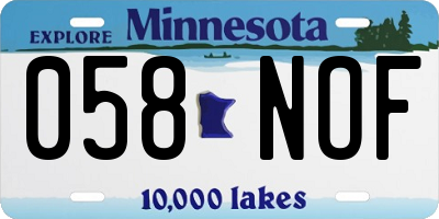 MN license plate 058NOF