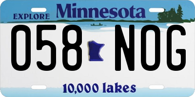 MN license plate 058NOG