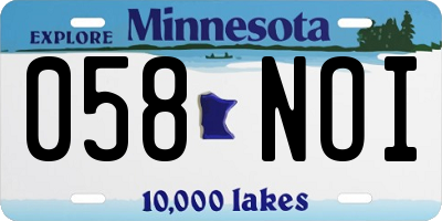 MN license plate 058NOI