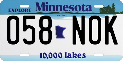 MN license plate 058NOK