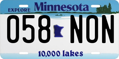 MN license plate 058NON