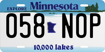 MN license plate 058NOP