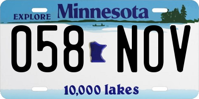 MN license plate 058NOV