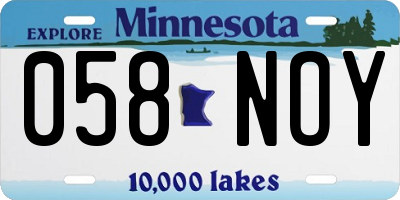 MN license plate 058NOY