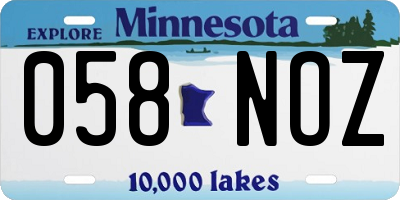 MN license plate 058NOZ
